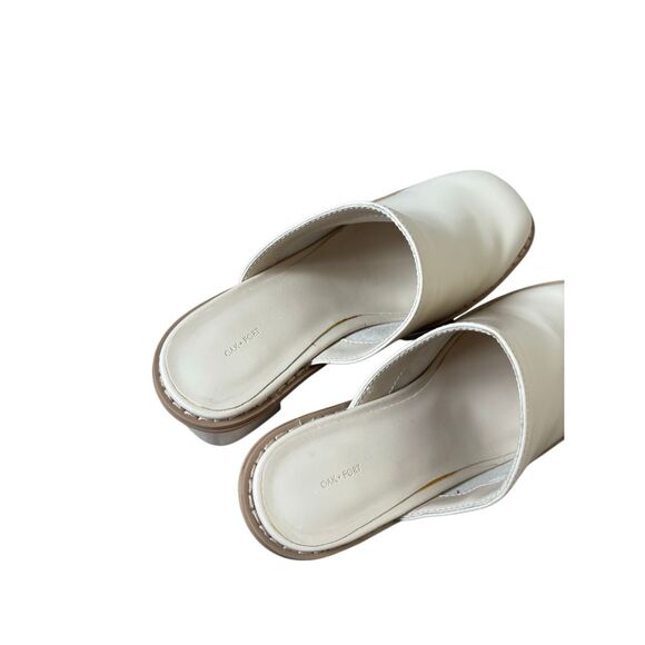 OAK + FORT PLATFORM CLOGS Mules size 6 Cream Block Heel Chunky - Picture 11 of 14